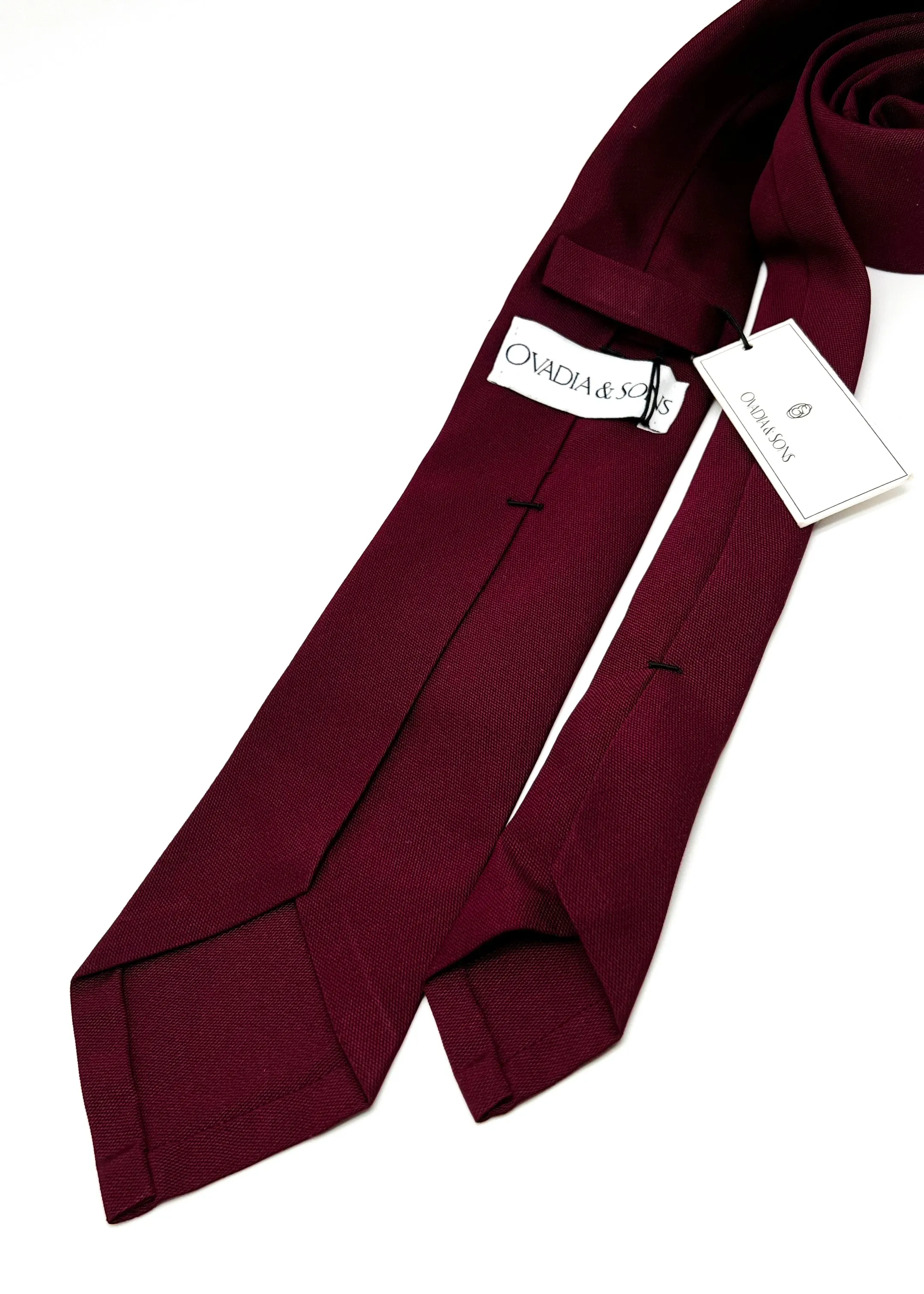 $165 OVADIA & SONS - PURE SILK Burgundy Wine Woven Solid - Tie