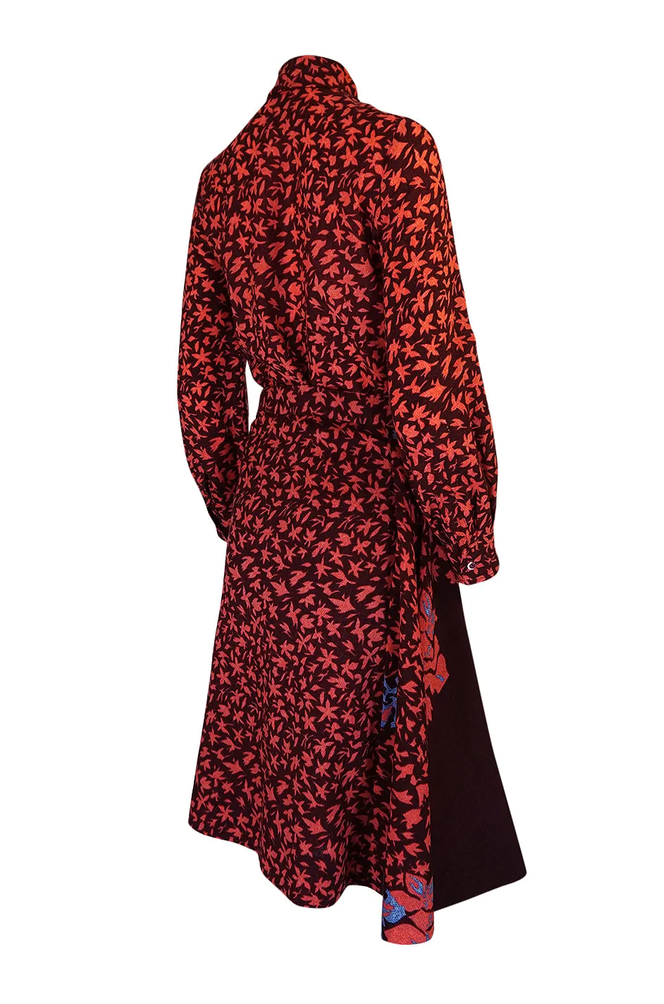 1960s Jean Patou Printed Challis Set w Unusual Skirt Detailing
