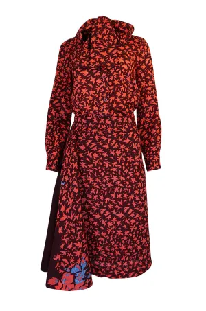 1960s Jean Patou Printed Challis Set w Unusual Skirt Detailing