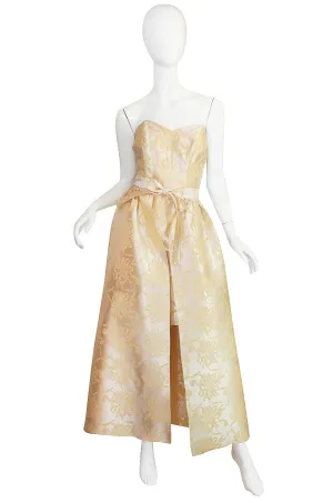 1960s Strapless Dress & Dramatic Skirt Overlay