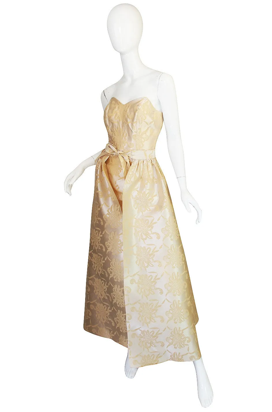 1960s Strapless Dress & Dramatic Skirt Overlay