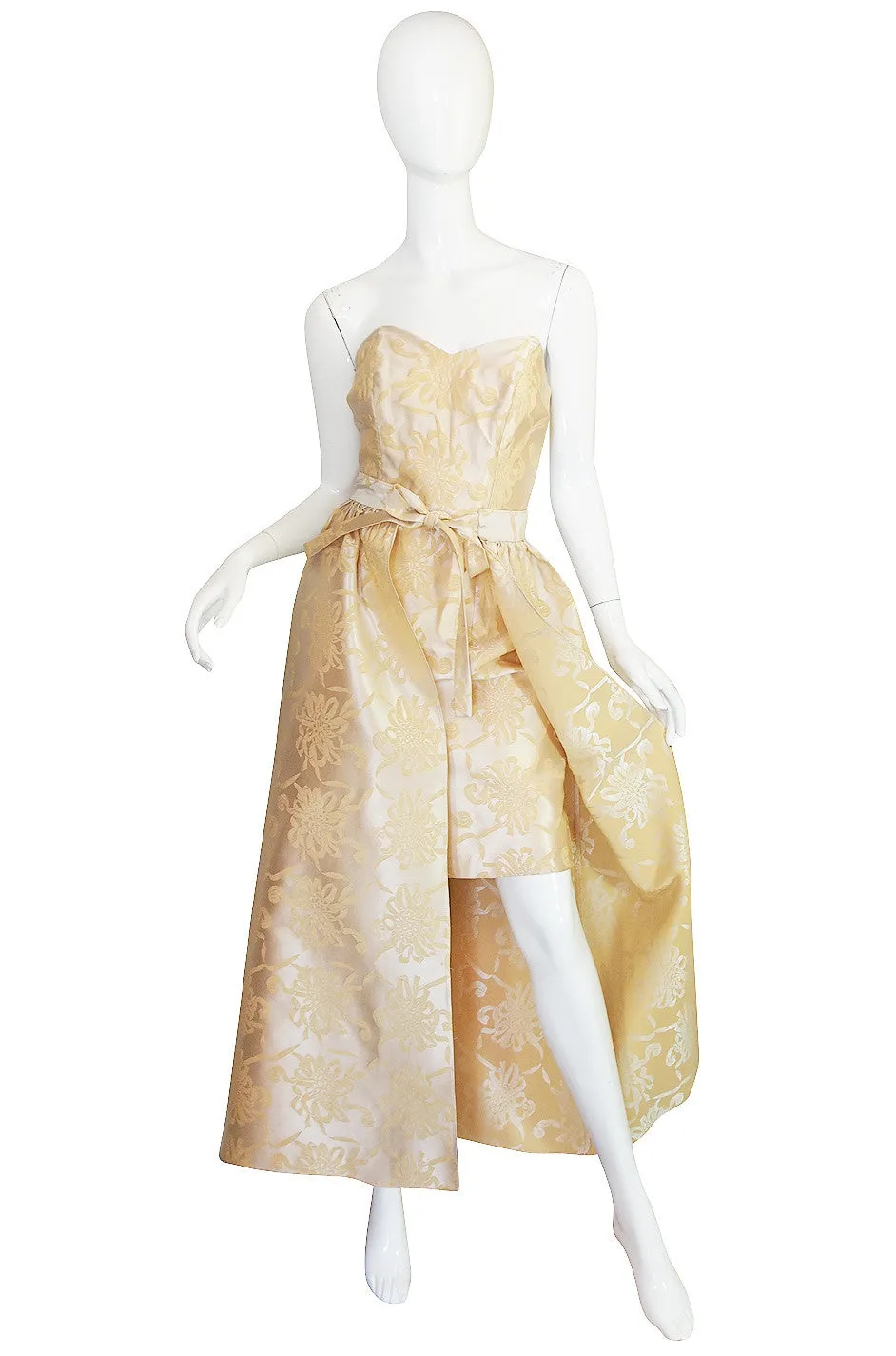 1960s Strapless Dress & Dramatic Skirt Overlay