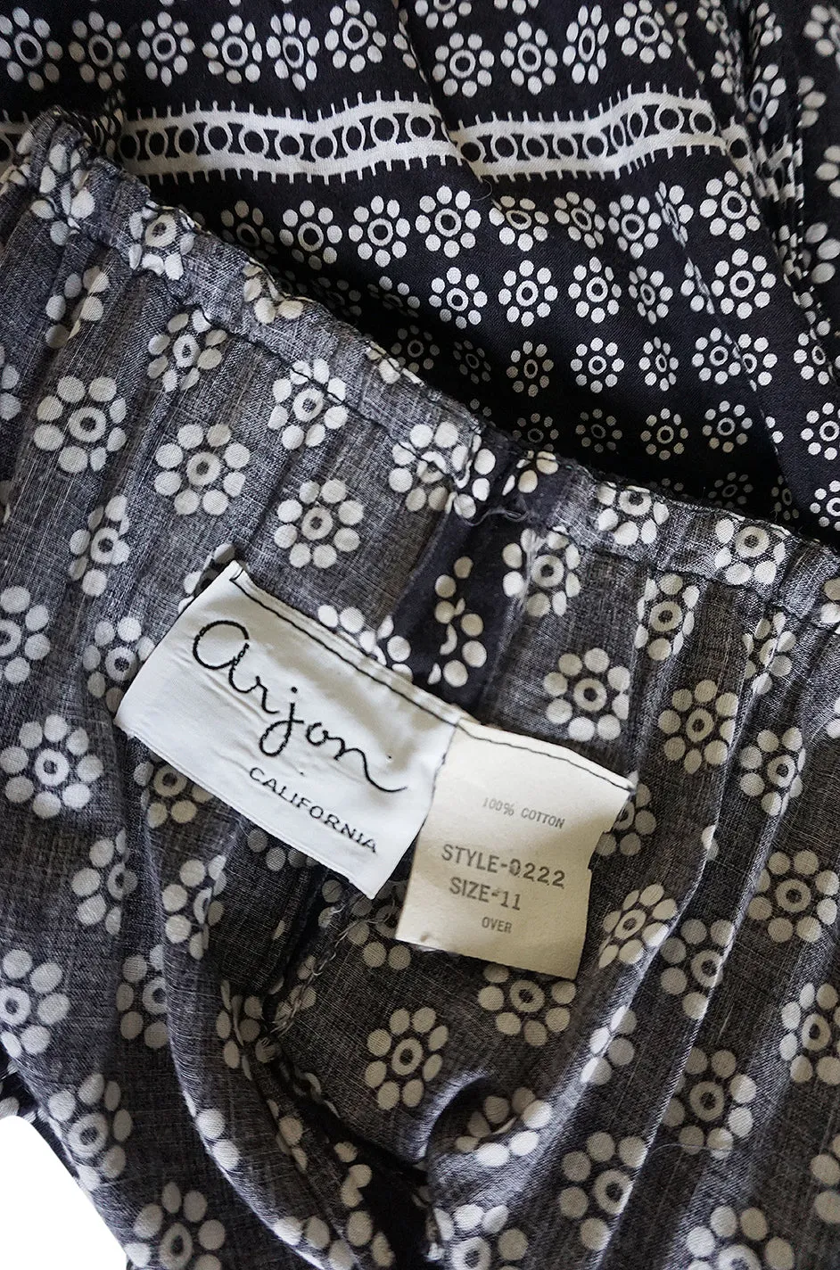 1970s Arjon California 'Bandana" Scarf Tiered Navy Halter Dress