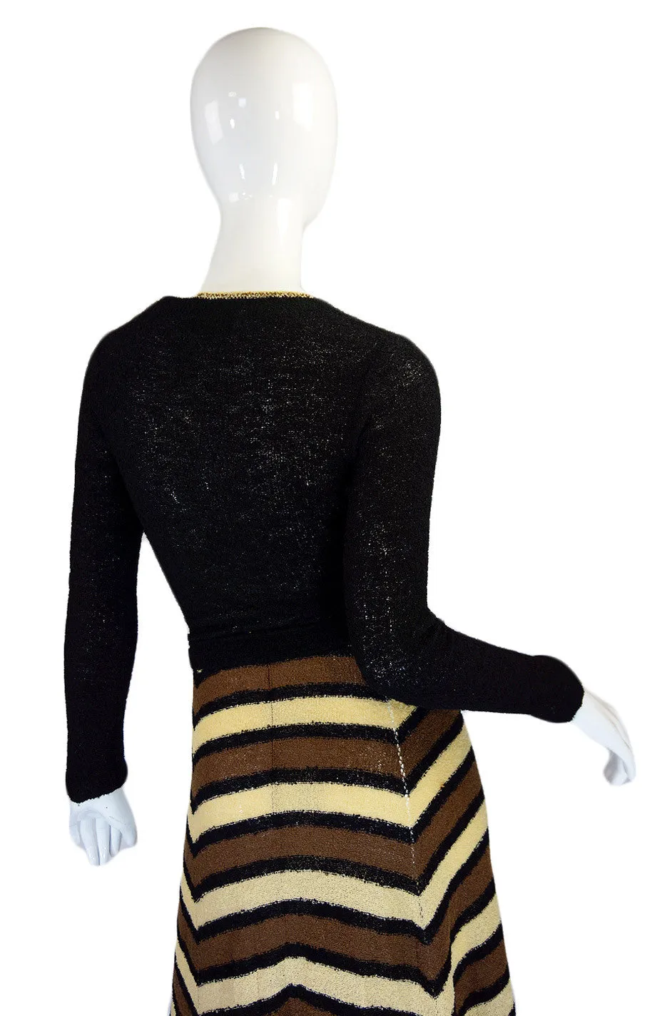 1970s Hand Loomed Striped Knit Maxi