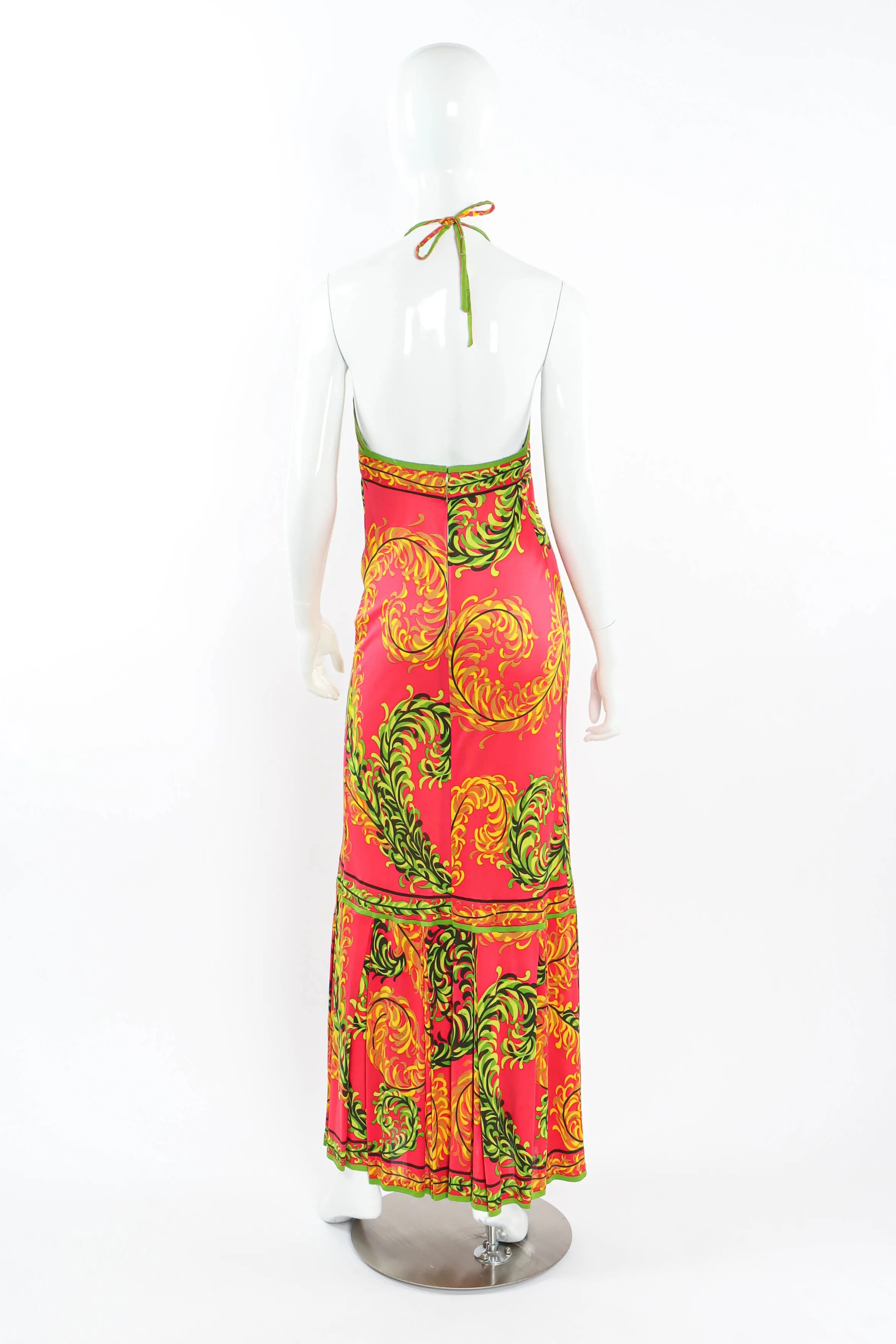1970s Tropical Halter Tie Dress