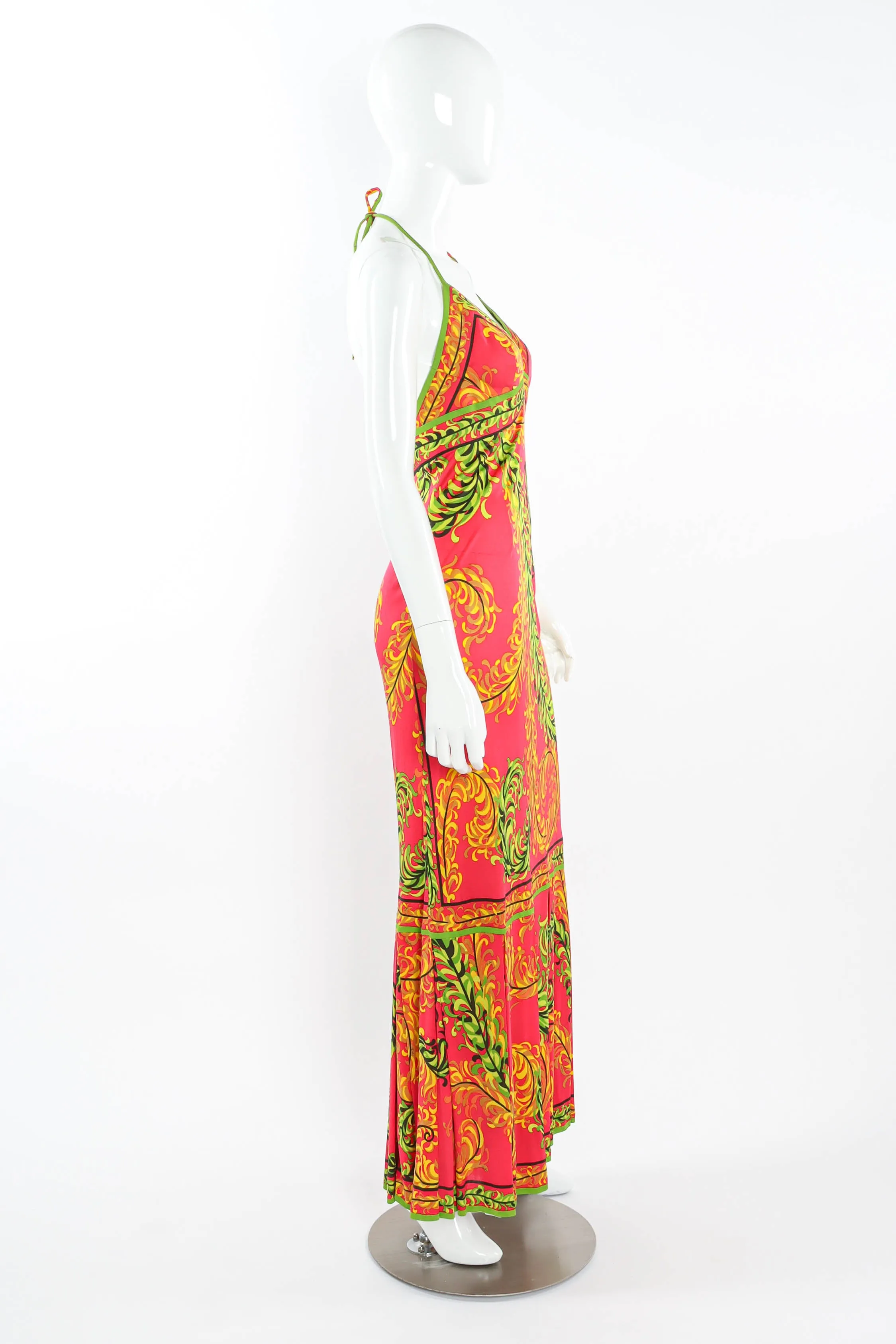 1970s Tropical Halter Tie Dress