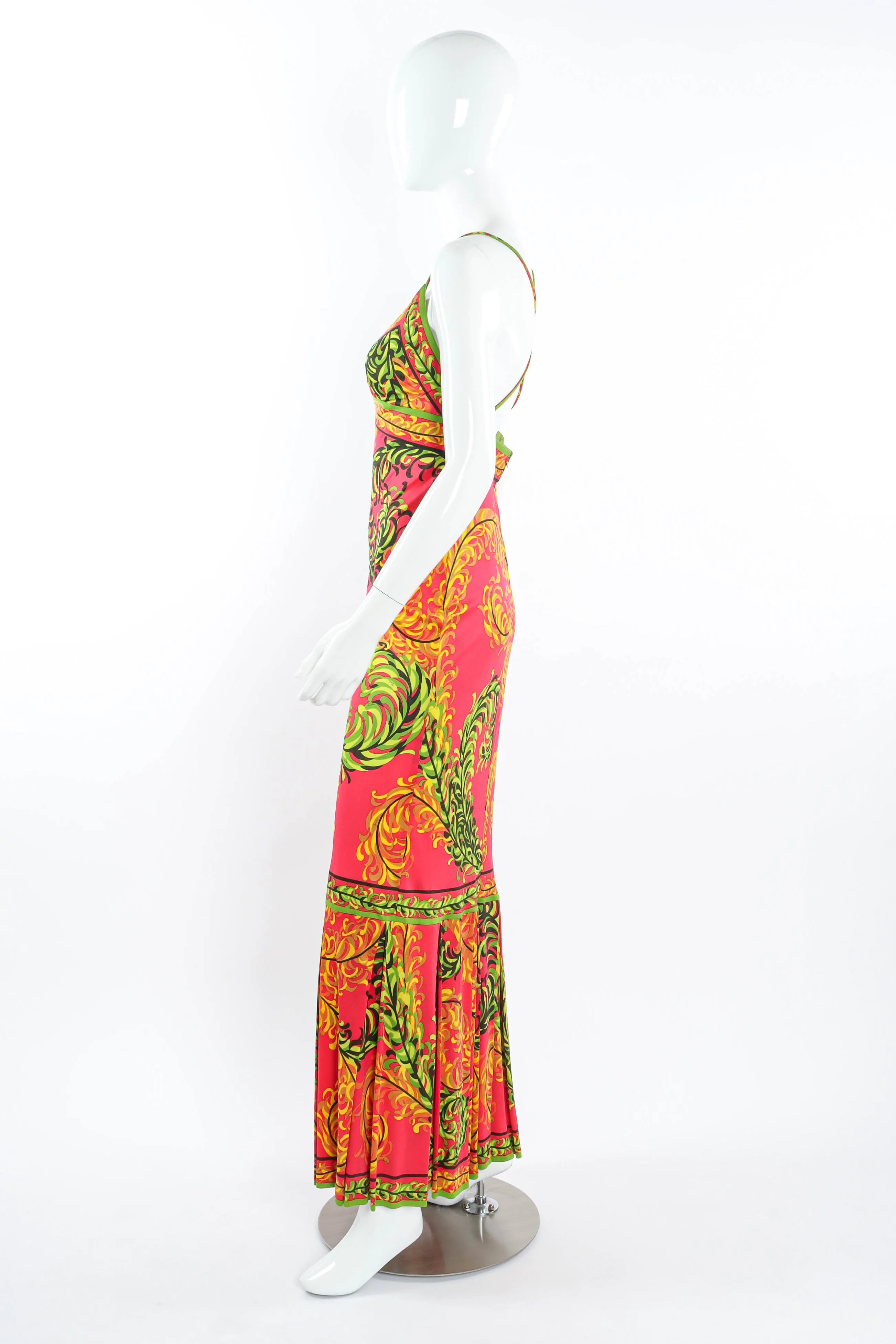 1970s Tropical Halter Tie Dress