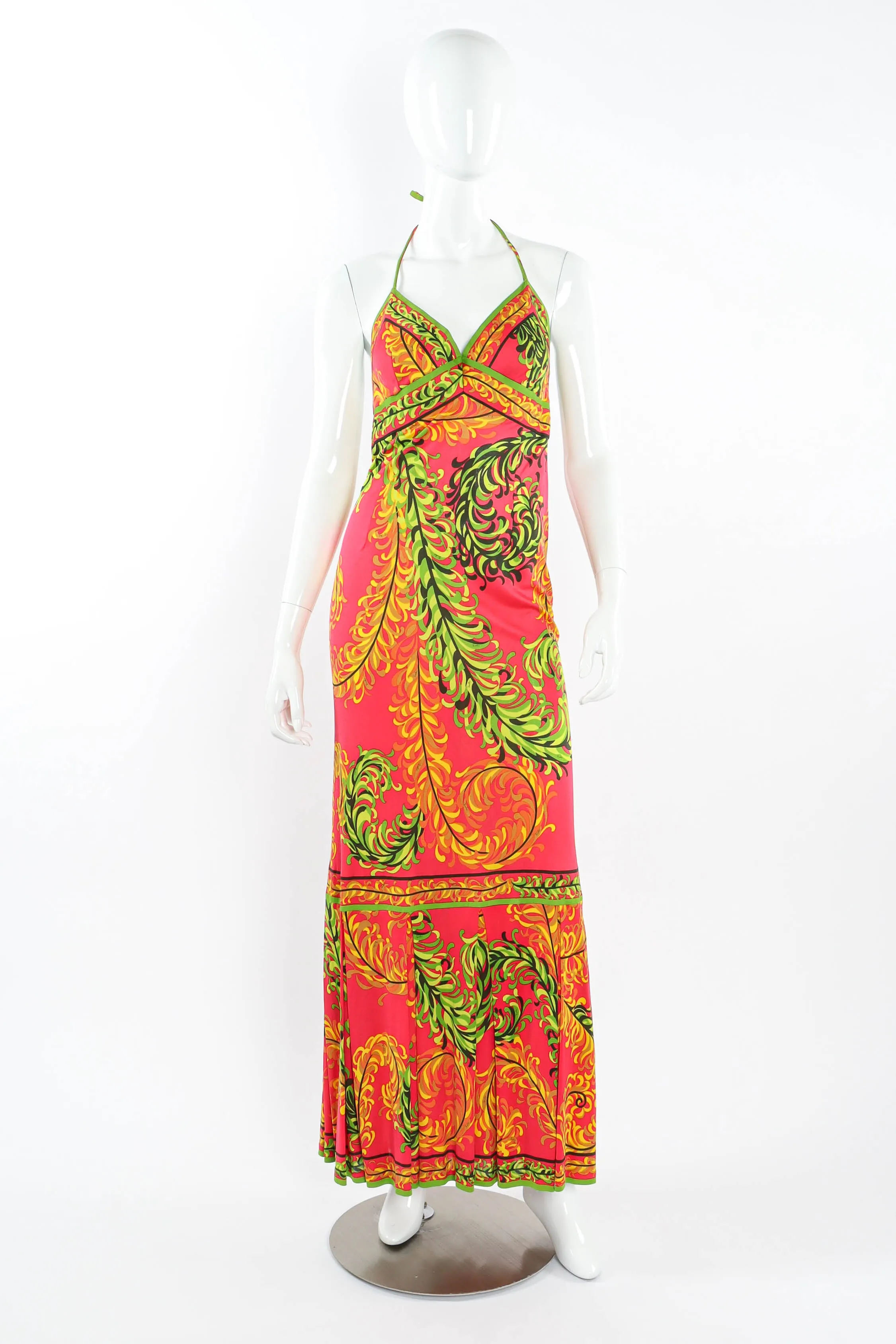 1970s Tropical Halter Tie Dress