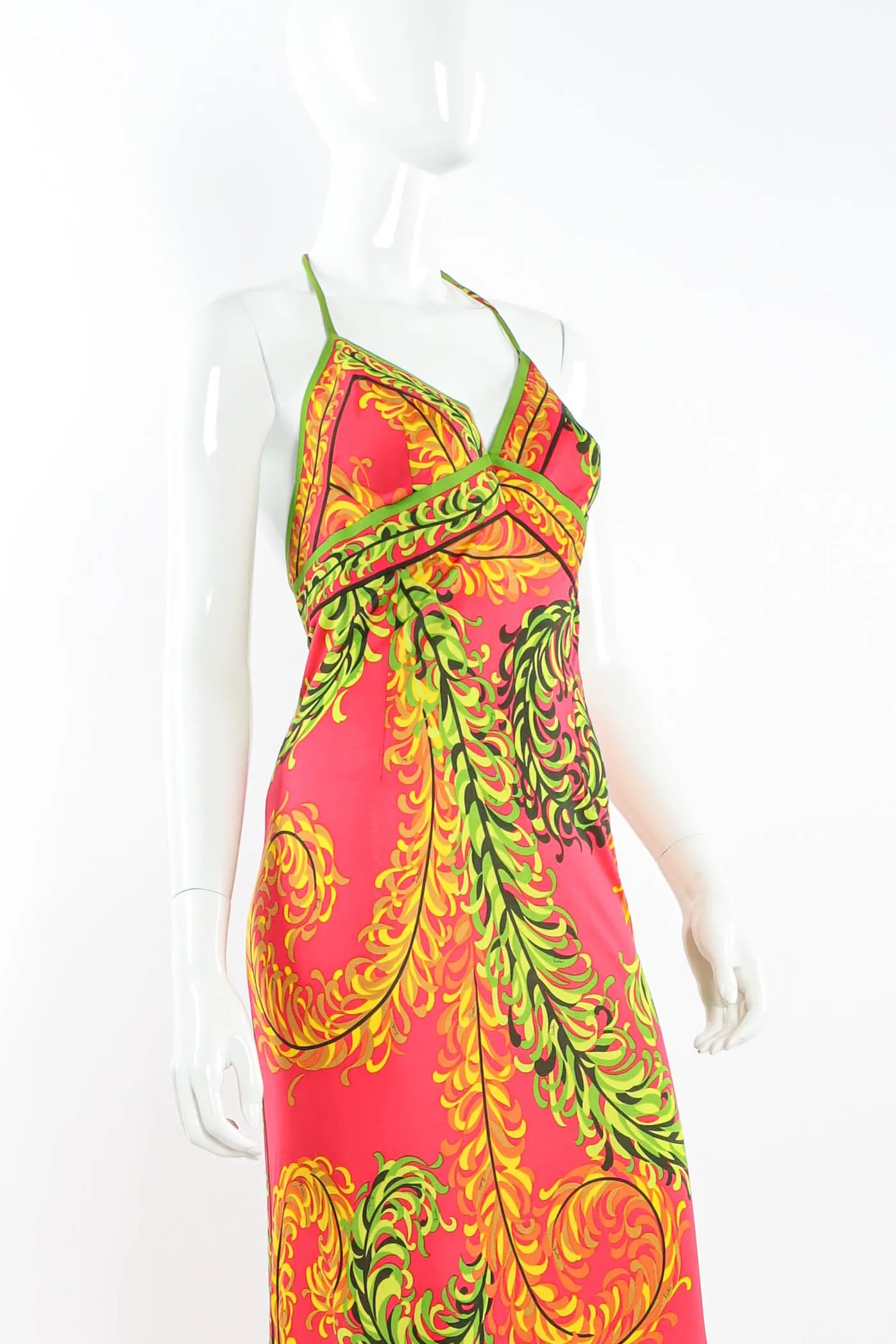 1970s Tropical Halter Tie Dress