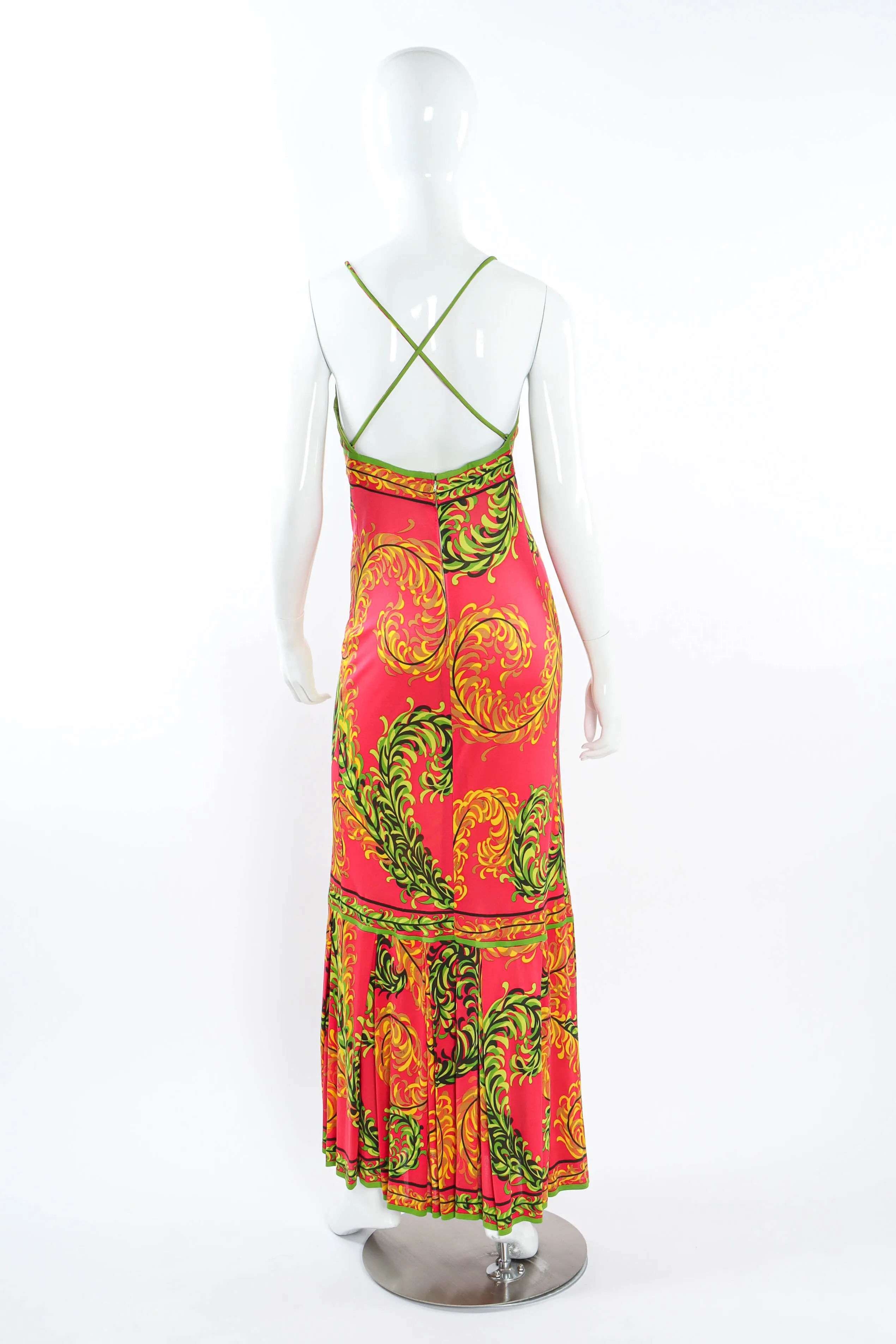 1970s Tropical Halter Tie Dress
