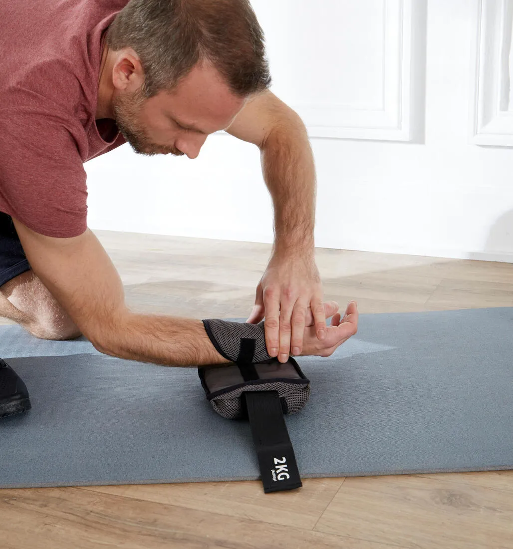 2 kg Adjustable Wrist / Ankle Weights Twin-Pack - Grey