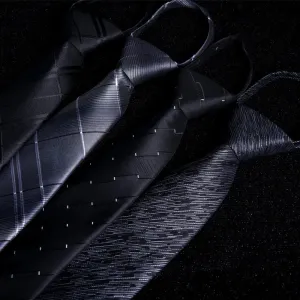 7CM Skinny Zipper Ties Solid & Striped Patterns