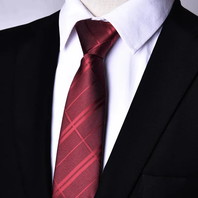 7CM Skinny Zipper Ties Solid & Striped Patterns