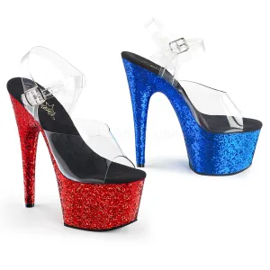 ADORE-708HQSQ  Clear/Blue-Red Glitter
