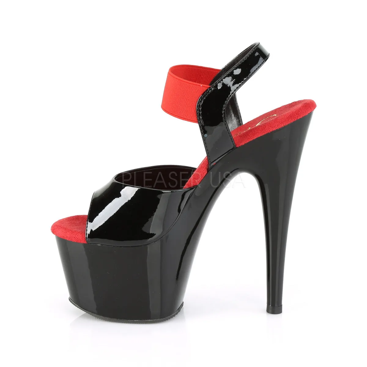 ADORE-714  Black Patent-Red Elastic Band/Black