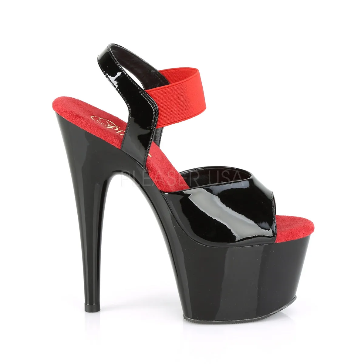 ADORE-714  Black Patent-Red Elastic Band/Black