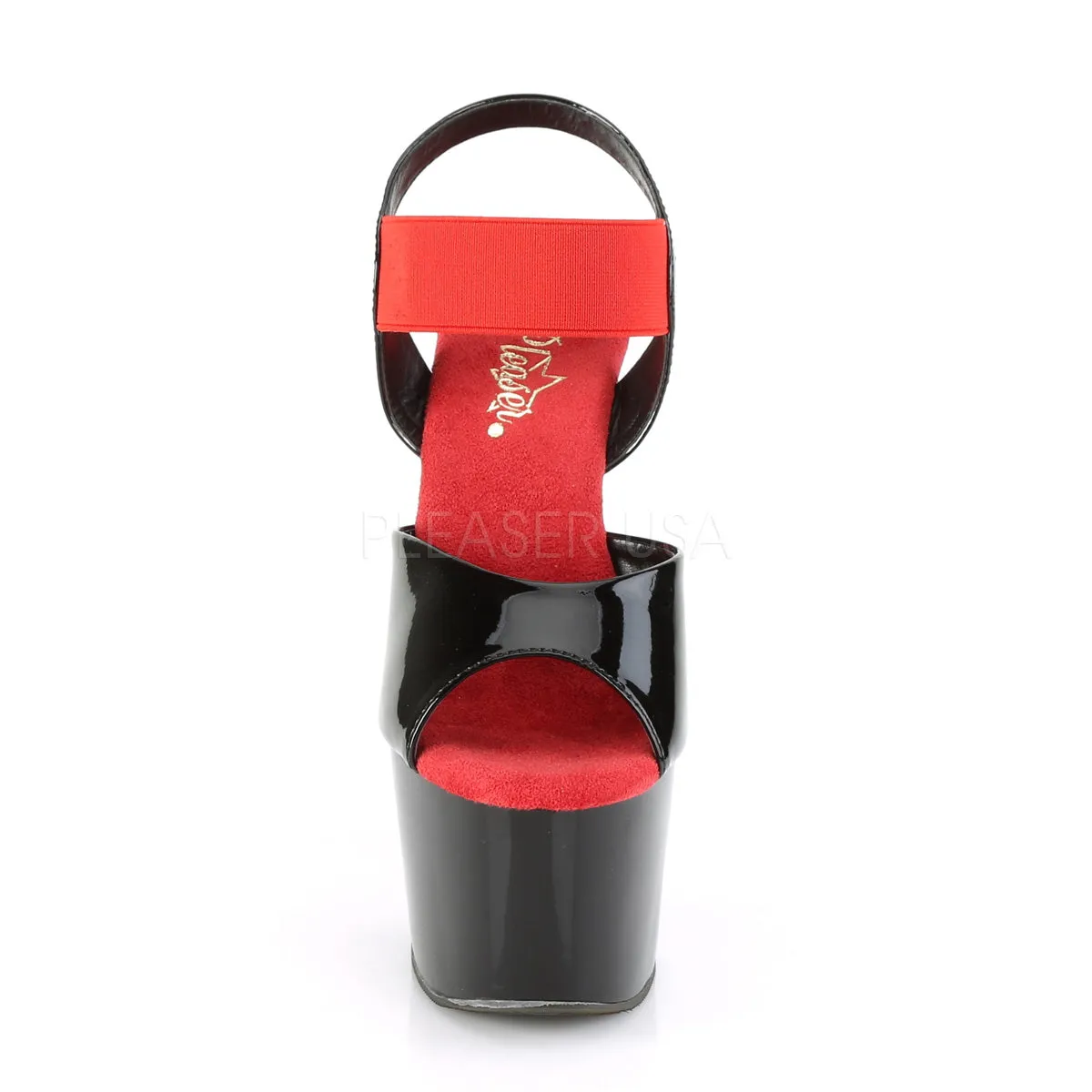 ADORE-714  Black Patent-Red Elastic Band/Black