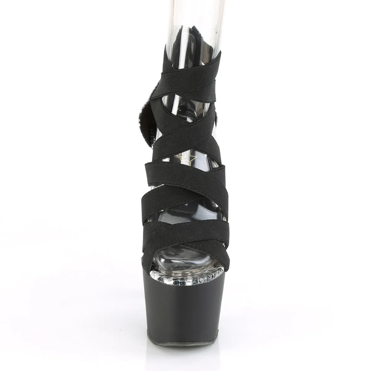 ADORE-748SP  Black Elastic Band-Snake Print Patent/Black Mat