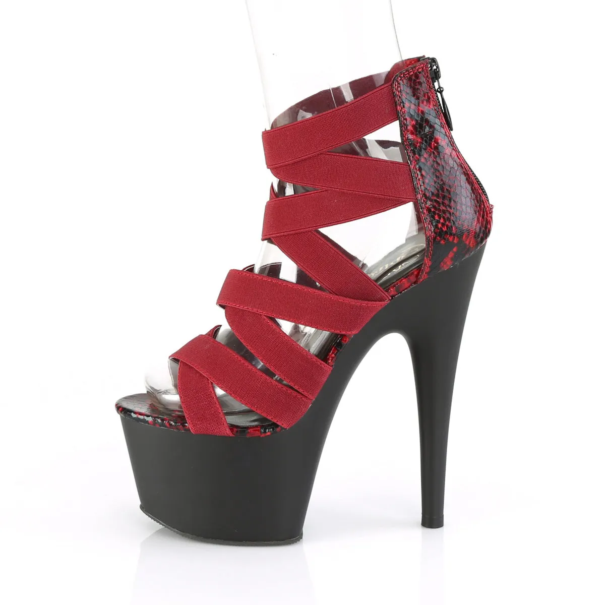 ADORE-748SP  Wine Elastic Band-Snake Print Patent/Black Ma