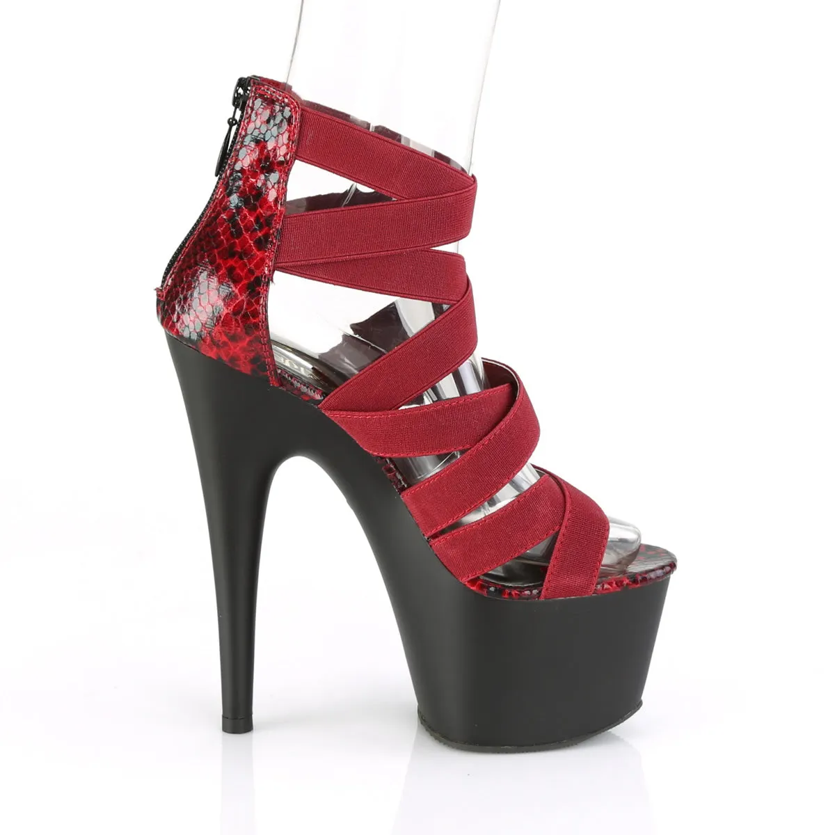 ADORE-748SP  Wine Elastic Band-Snake Print Patent/Black Ma