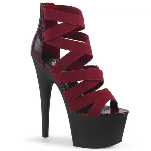 ADORE-748SP  Wine Elastic Band-Snake Print Patent/Black Ma