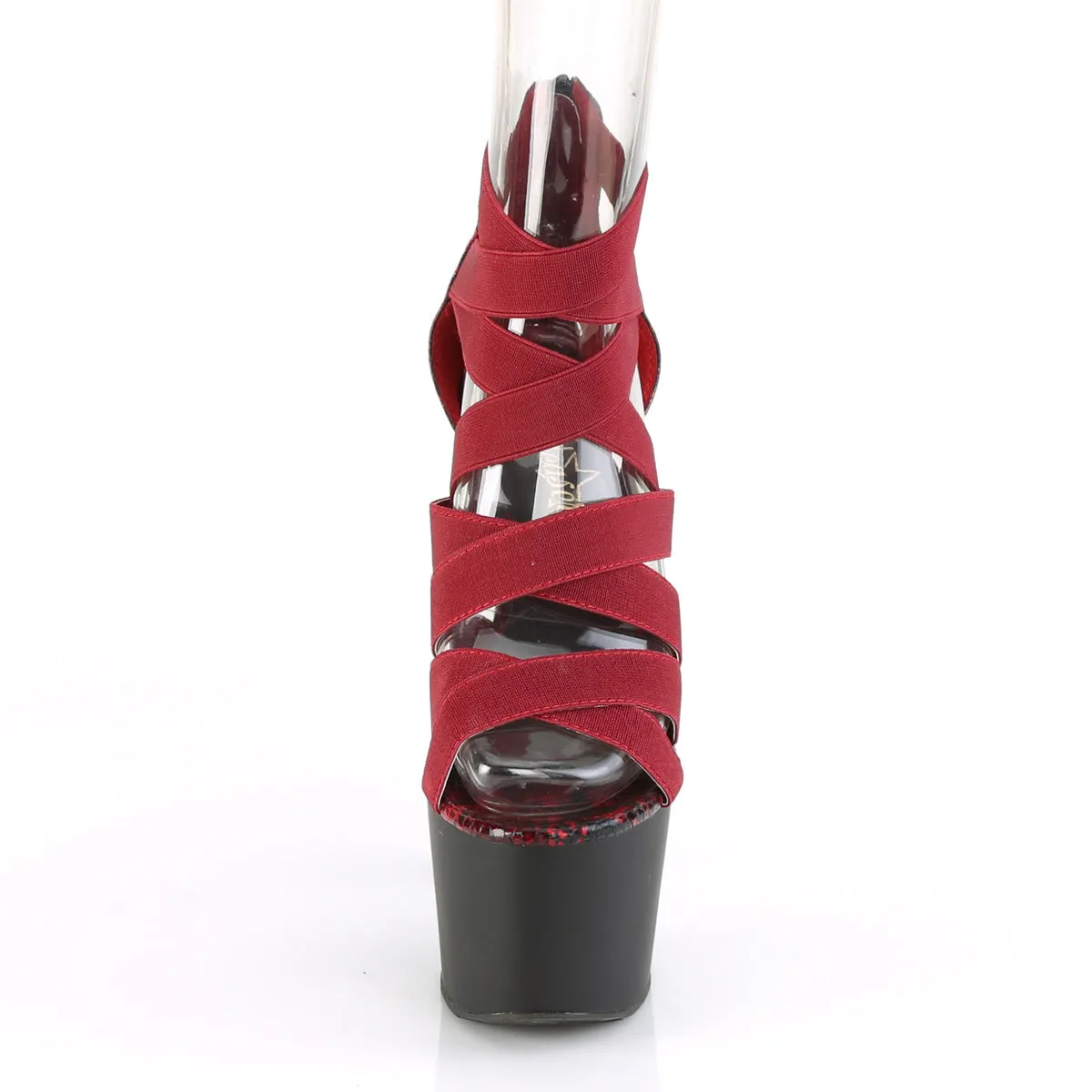 ADORE-748SP  Wine Elastic Band-Snake Print Patent/Black Ma