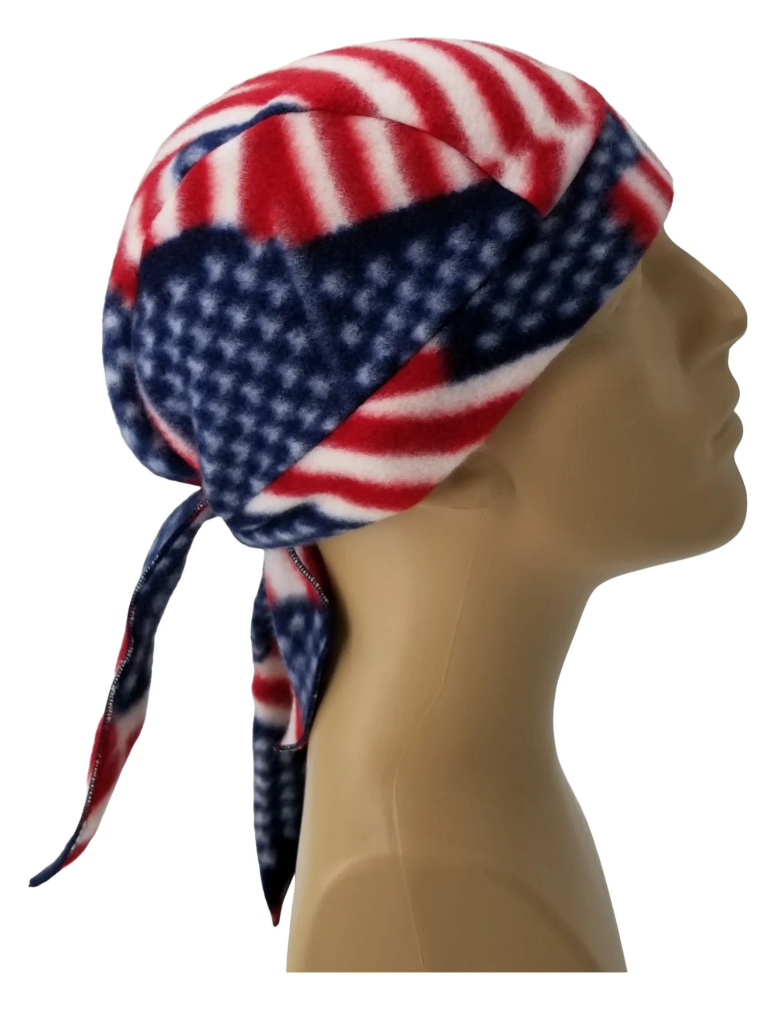 American Flag Chevron Striped Bandana Dorag with Sweatband Doo Rag Made America USA Motorcycle Skull Cap Fleece Helmet Liner