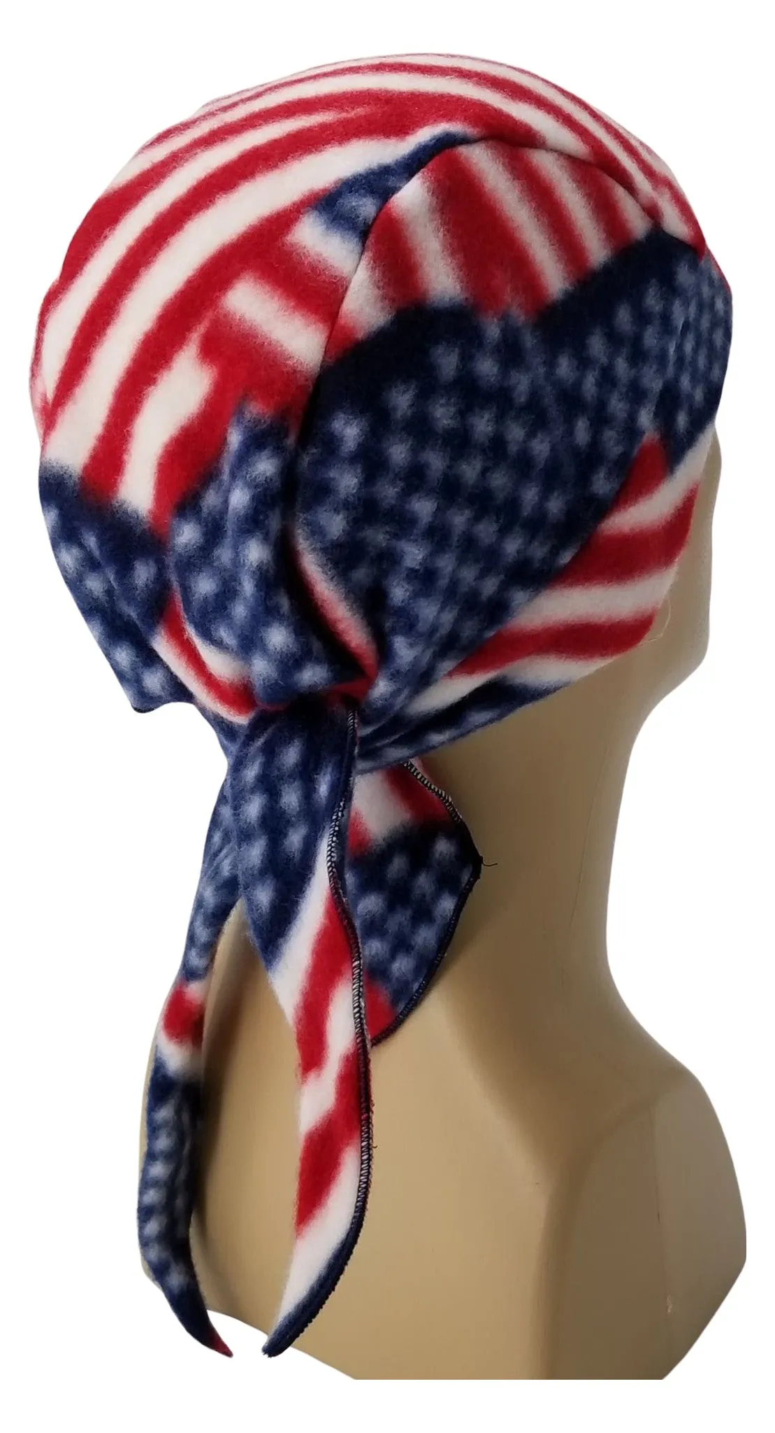 American Flag Chevron Striped Bandana Dorag with Sweatband Doo Rag Made America USA Motorcycle Skull Cap Fleece Helmet Liner