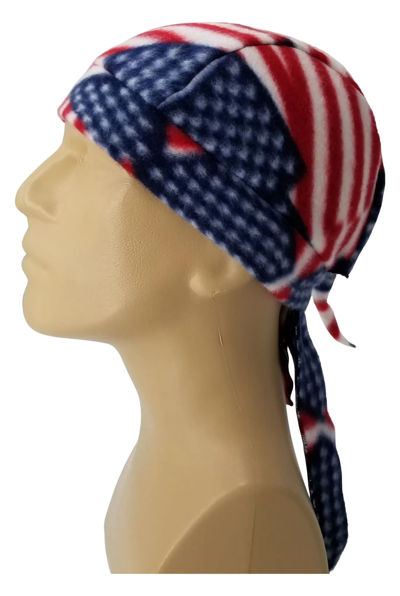 American Flag Chevron Striped Bandana Dorag with Sweatband Doo Rag Made America USA Motorcycle Skull Cap Fleece Helmet Liner