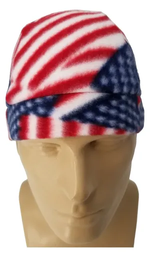 American Flag Chevron Striped Bandana Dorag with Sweatband Doo Rag Made America USA Motorcycle Skull Cap Fleece Helmet Liner