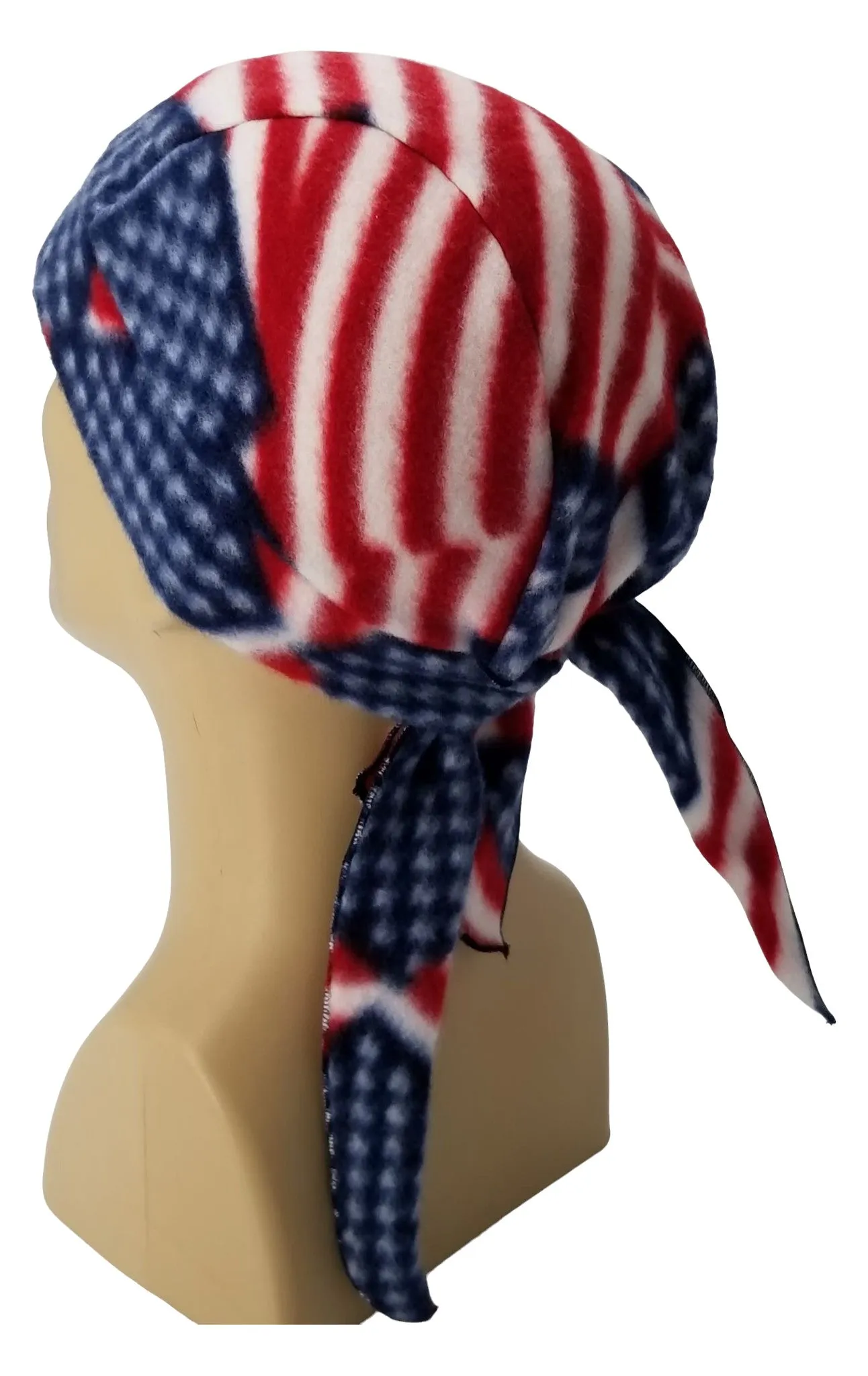 American Flag Chevron Striped Bandana Dorag with Sweatband Doo Rag Made America USA Motorcycle Skull Cap Fleece Helmet Liner