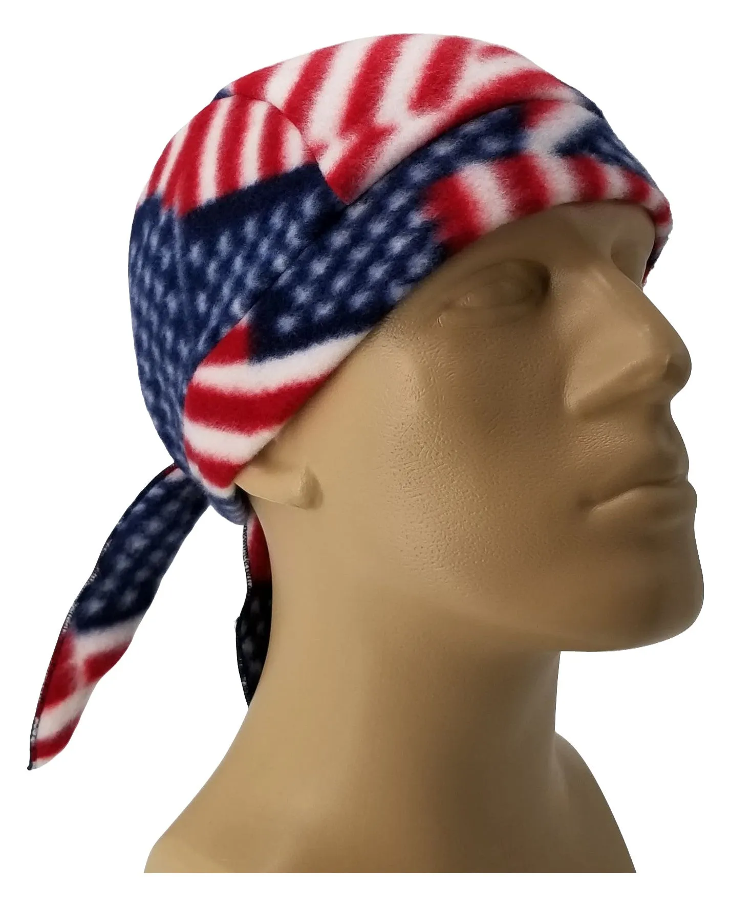 American Flag Chevron Striped Bandana Dorag with Sweatband Doo Rag Made America USA Motorcycle Skull Cap Fleece Helmet Liner