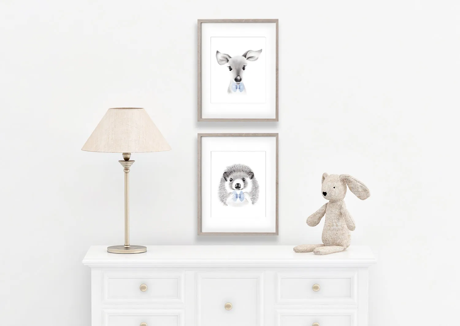 Animal Faces with Bow Ties - Art Prints - Set of 2