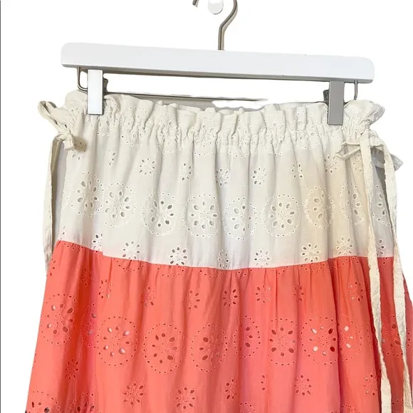 Anthropologie Hutch Striped Eyelet Maxi Skirt