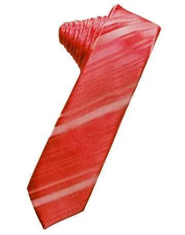 Apple Striped Satin Skinny Necktie