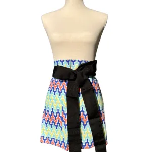 arabesque aqua blue printed cloth cocktail aprons