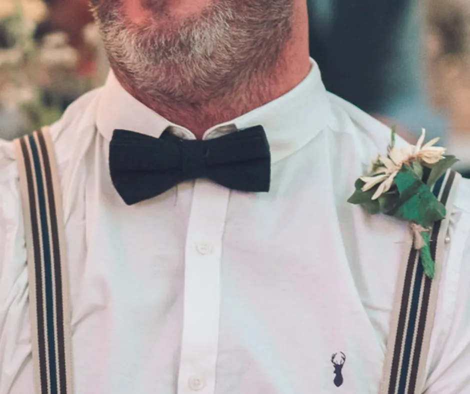 Arthur Navy Blue Adult Wool Bow Tie, Pocket Square and Navy Blue Polka Dot Braces Set