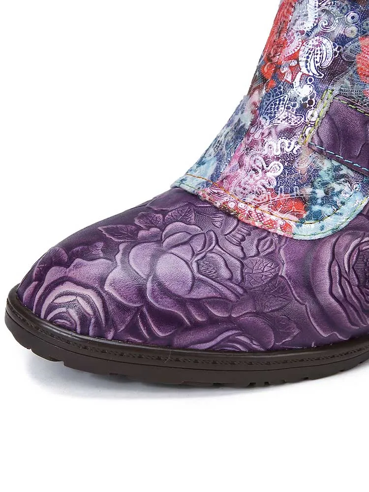 Aspyn Handmade Blossom Furry Ankle Boots