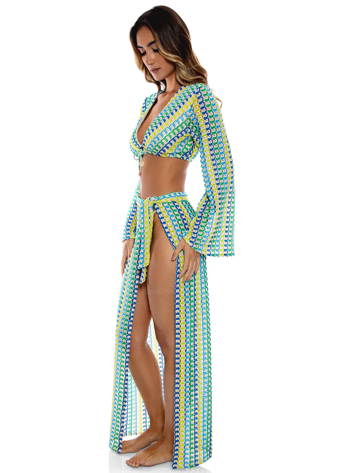 Bell Sleeve Crop-Long Wrap Skirt ::RET