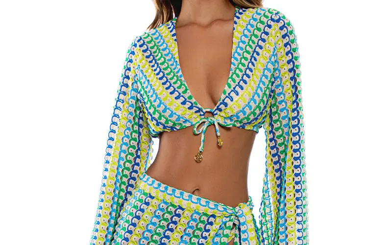 Bell Sleeve Crop-Long Wrap Skirt ::RET