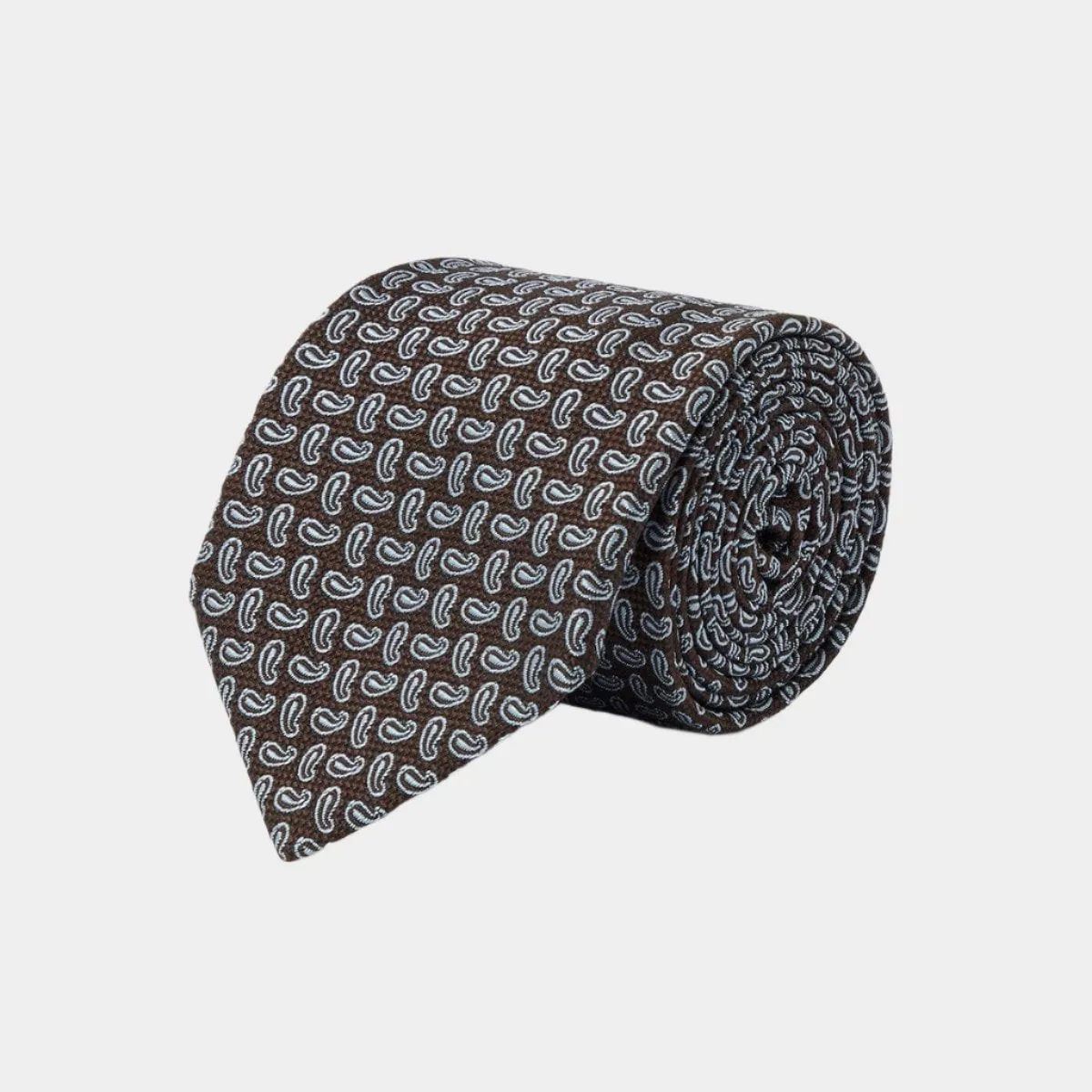 Black & Blue Small Paisley Woven Silk Tie