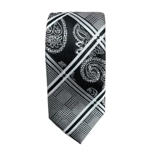 Black & White Plaid Paisley Tie