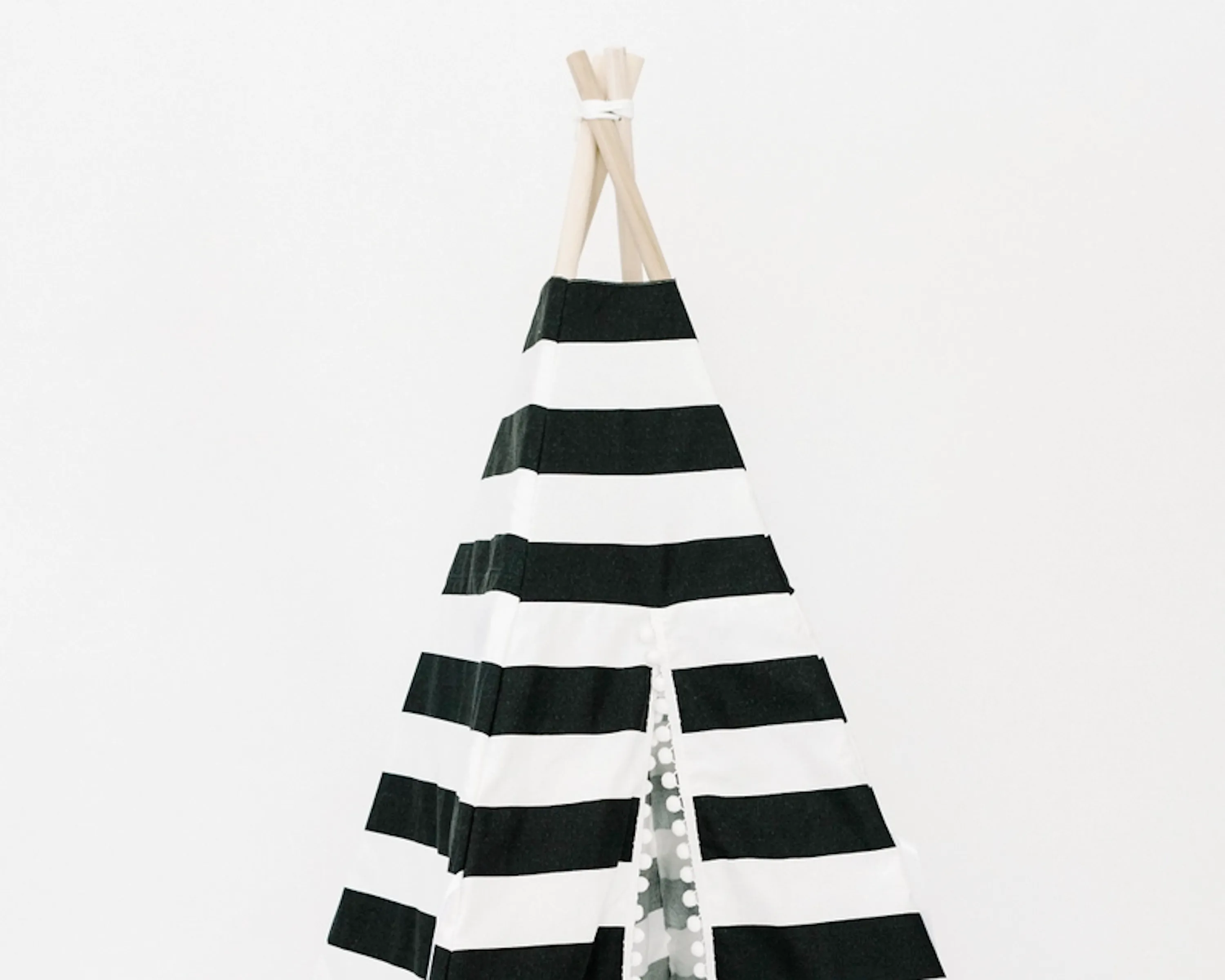 Black & white striped tall fabric play tent