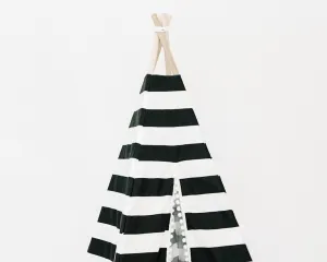 Black & white striped tall fabric play tent