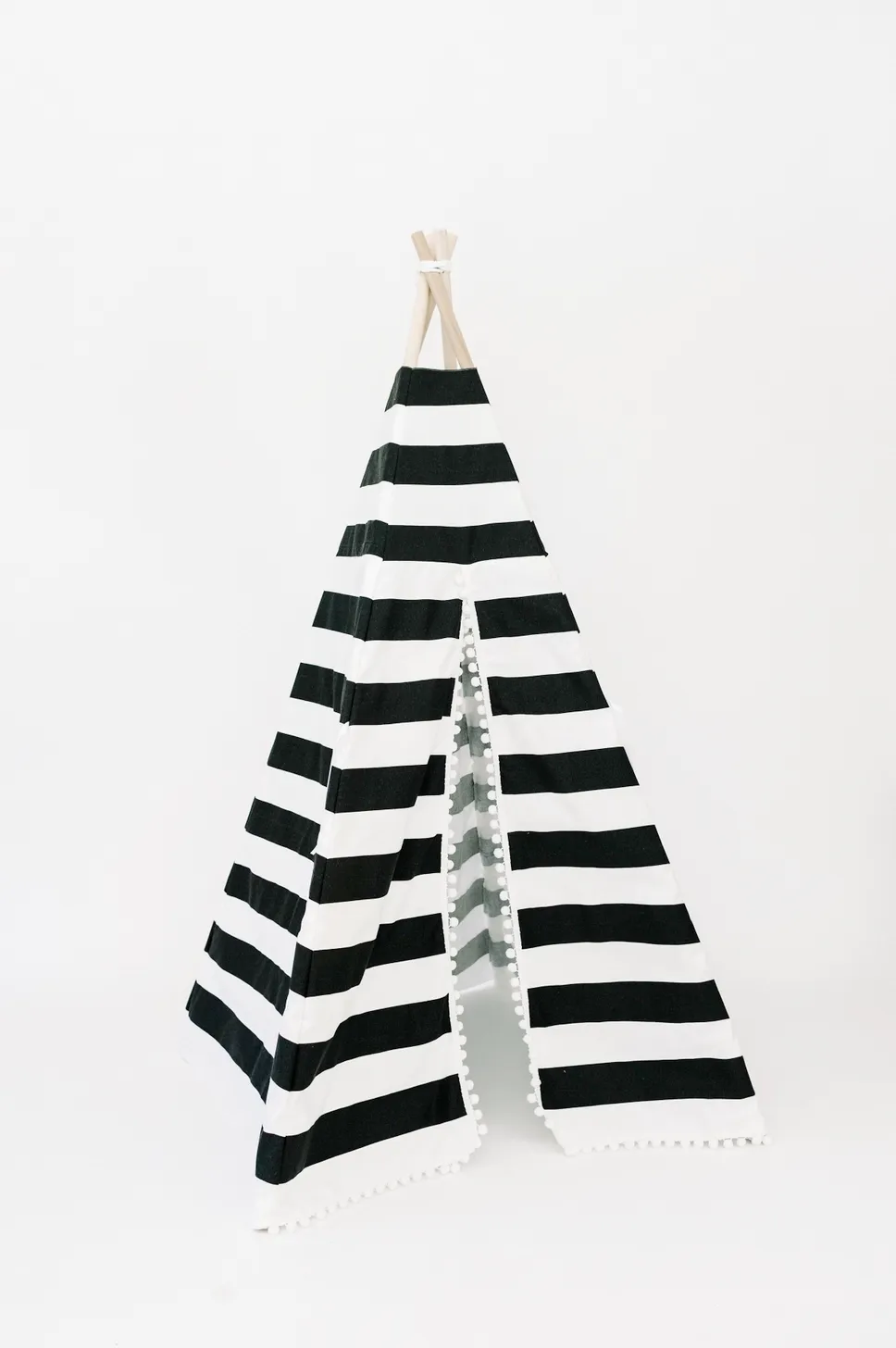 Black & white striped tall fabric play tent