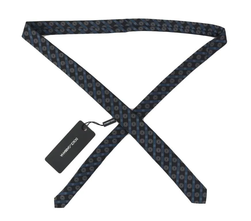 Black Blue Silk Striped Slim Tie