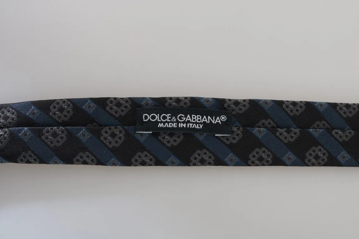 Black Blue Silk Striped Slim Tie