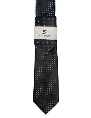 BLACK DOT 2 PC TIE & HANKIE SET
