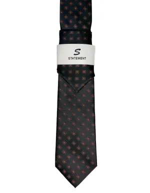 BLACK DOT 2 PC TIE & HANKIE SET
