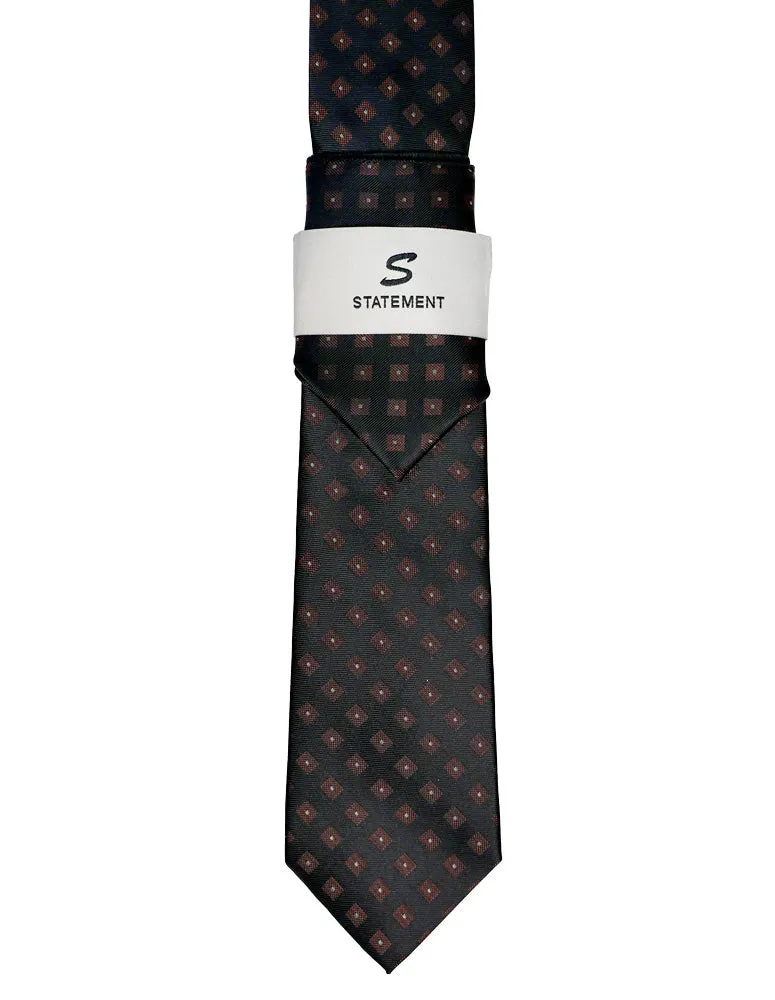 BLACK DOT 2 PC TIE & HANKIE SET